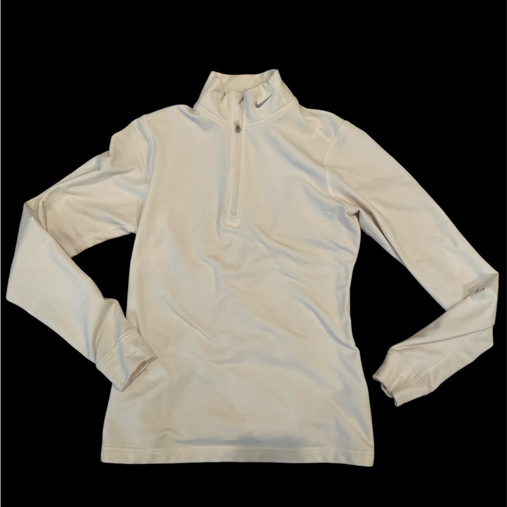 Nike Womens White Half-Zip Jacket Sport Activewear Size Medium